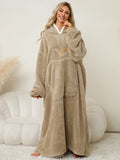 Pocketed Contrast Long Sleeve Hooded Lounge Dress 
