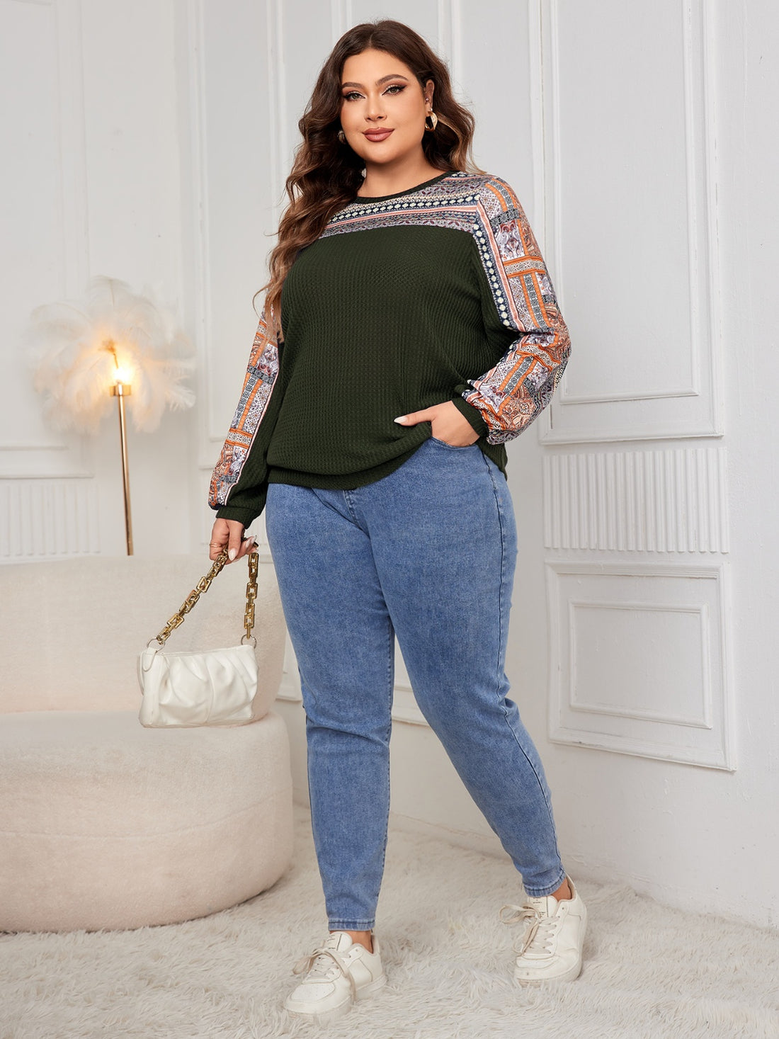 Honey Plus Size Printed Long Sleeve Sweatshirt 