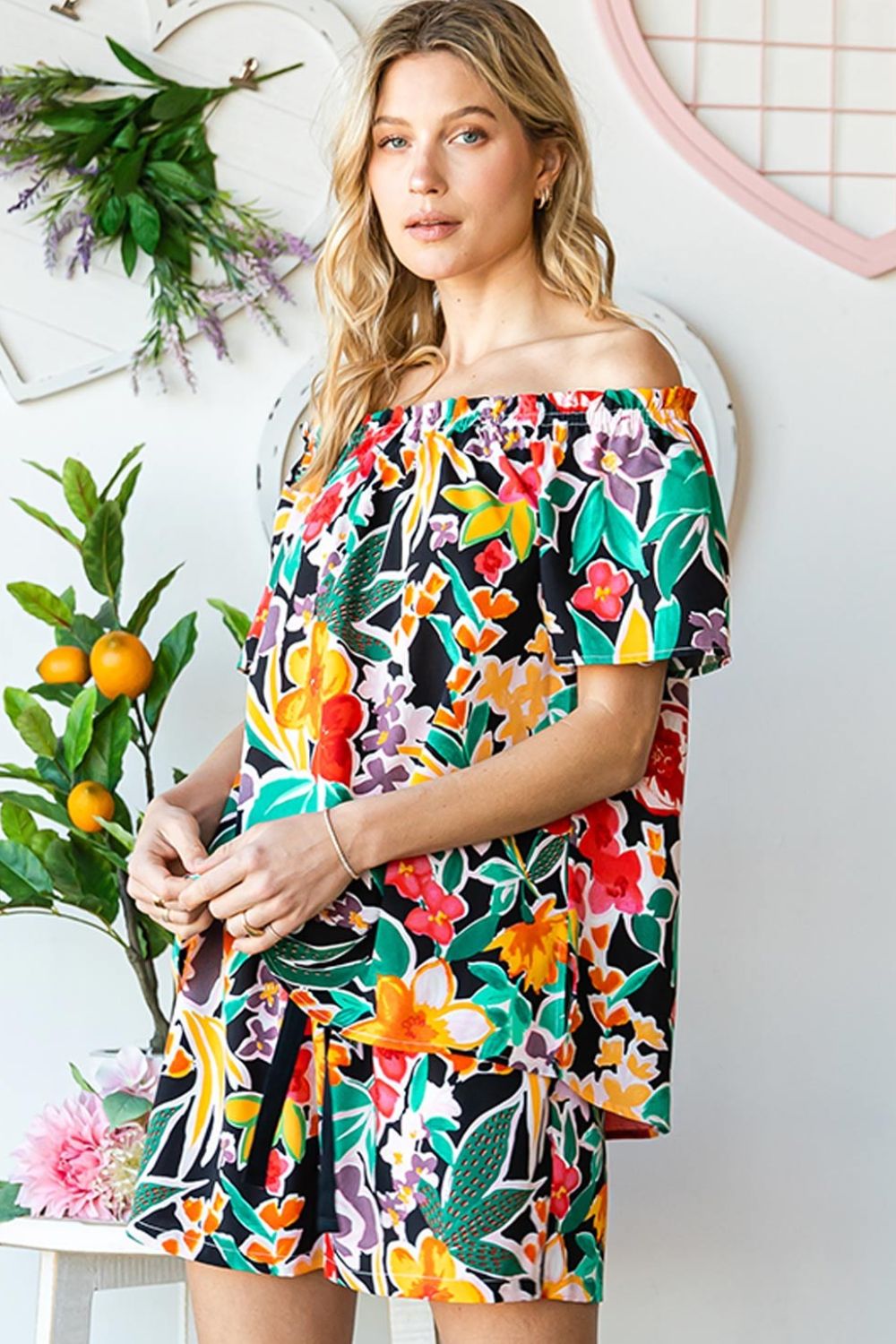 Cotton Bleu by Nu Label Floral Off-Shoulder Top 