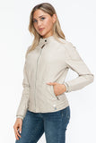 Snobbish Faux Leather Biker Jacket with Side Zip Pockets 