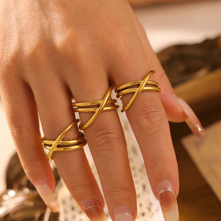 18K Gold-Plated Crisscross Ring 