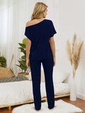 Boat Neck Top and Pants Lounge Set Lingerie & Nightwear