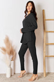 Basic Bae Full Size Notched Long Sleeve Top and Pants Set 