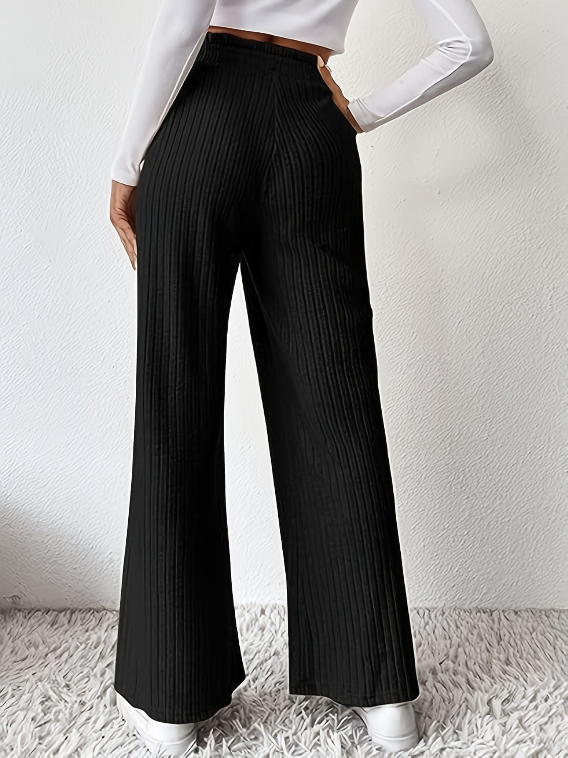 Ribbed High Waist Pants Flares