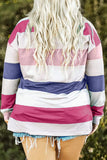 Plus Size Striped Slit Long Sleeve T-Shirt 