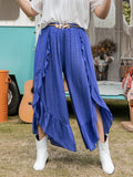 Plus Size Swiss Dot Ruffled Wide Leg Pants 