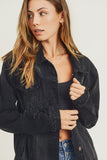 RISEN Full Size Distressed Long Sleeve Denim Jacket 