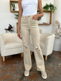 Judy Blue Full Size High Waist Distressed Wide Leg Jeans 