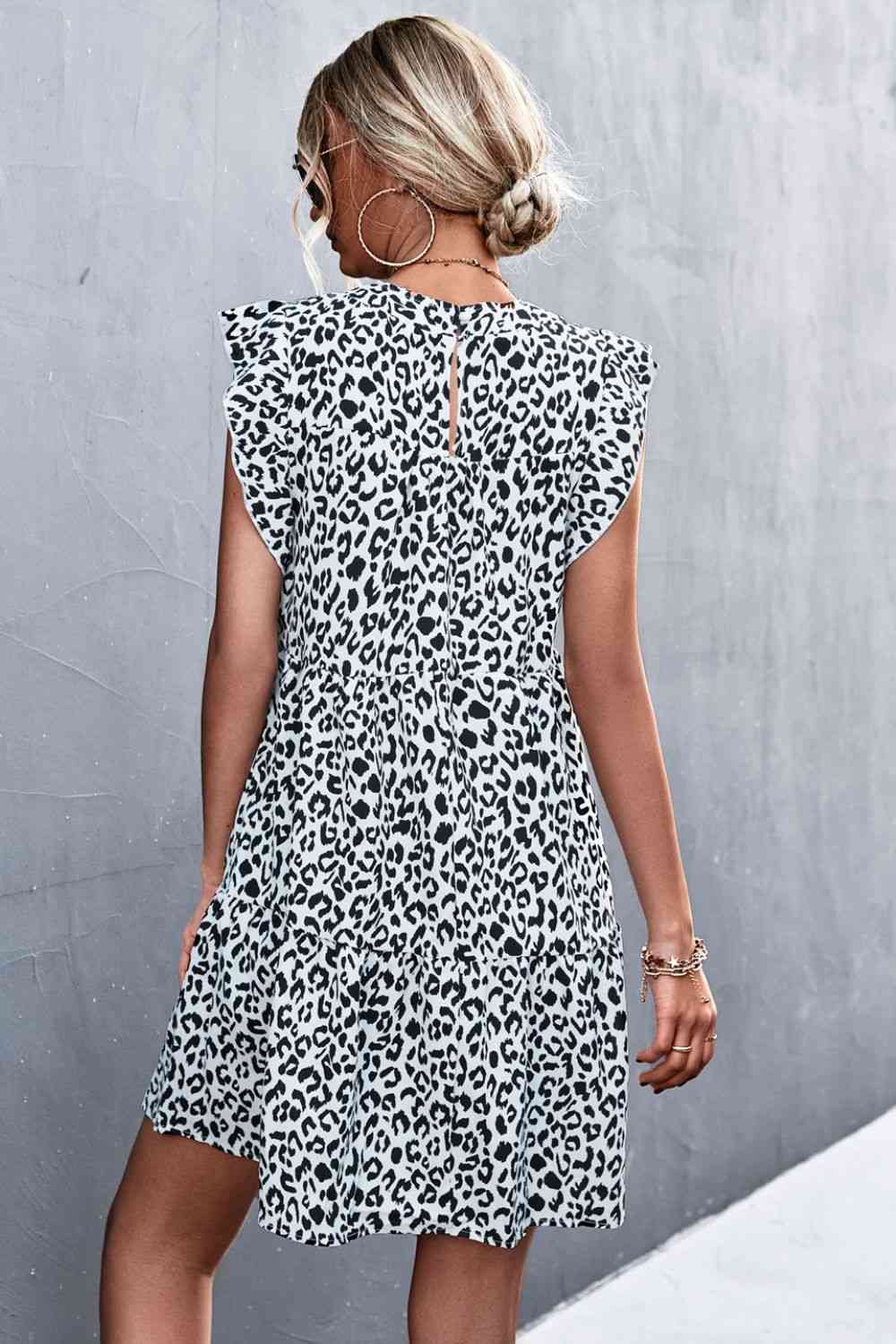 Leopard Round Neck Mini Dress Dresses