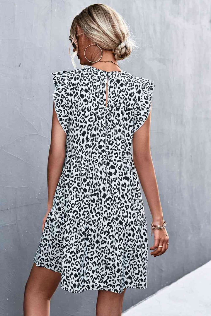 Leopard Round Neck Mini Dress Dresses