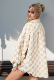 Double Take Button Up Fuzzy Checkered Shacket 