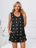 Heart Scoop Neck Tank and Shorts Lounge Set Lingerie & Nightwear