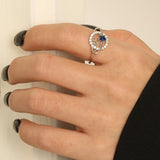 Planet Shape Inlaid Zircon 925 Sterling Silver Ring 