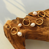 Gold-Plated Titanium Steel Pearl Earrings 