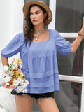 Plus Size Square Neck Half Sleeve Blouse 