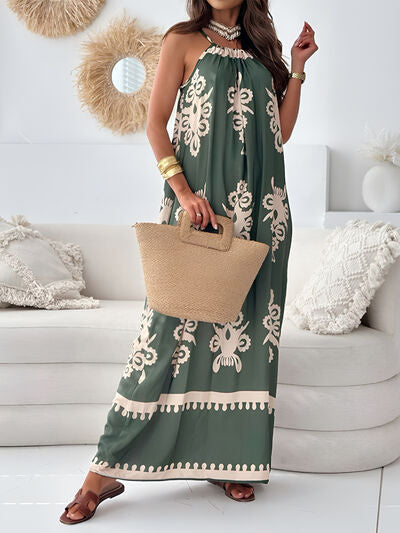Printed Spaghetti Strap Sleeveless Maxi Dress Dresses