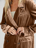 Lapel Collar Long Sleeve Blazer with Pockets 