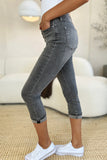 Judy Blue Full Size Button Fly High Waist Cuffed Capris 