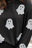 Glitter Ghost Round Neck Long Sleeve Top and Shorts Set 