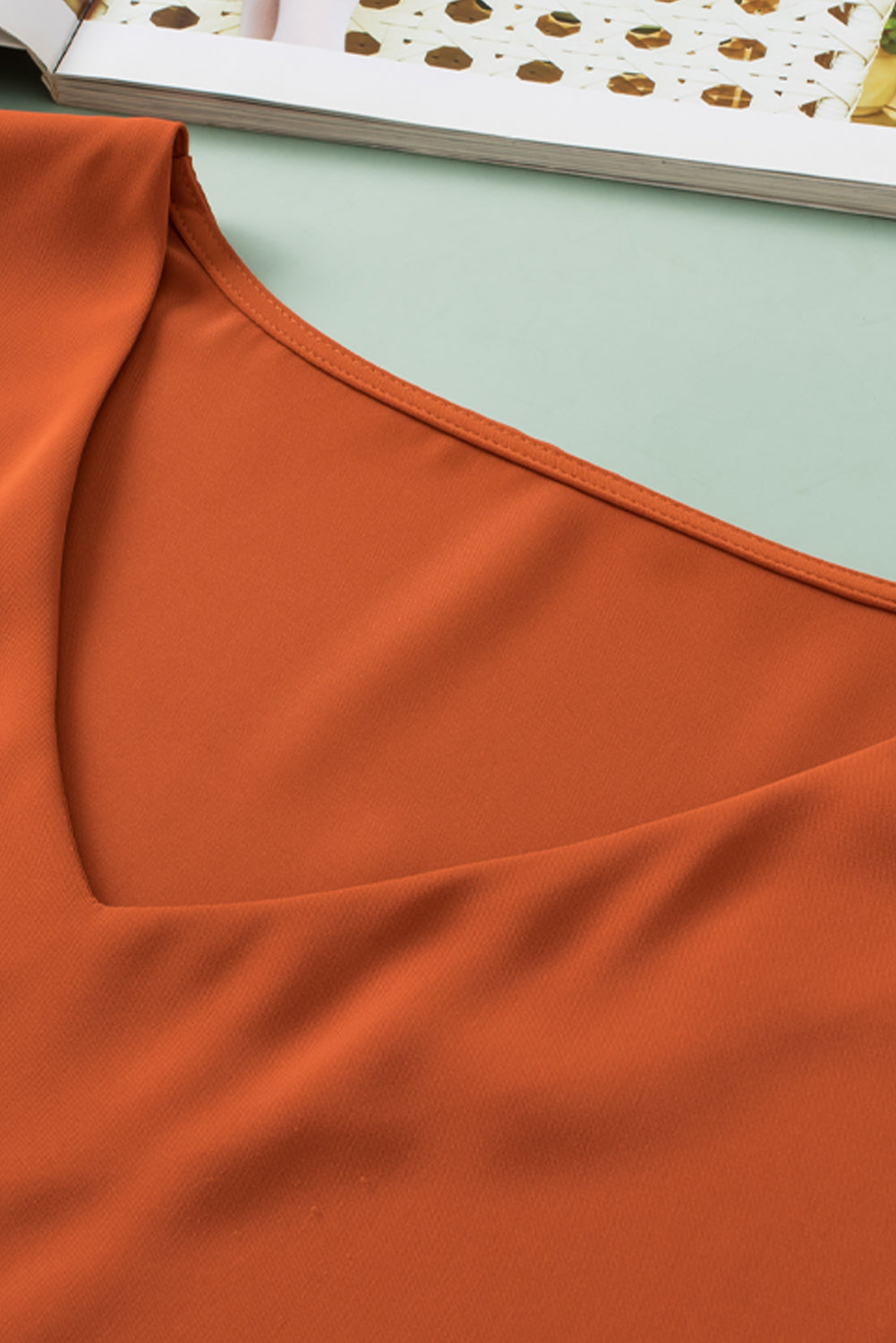 Plus Size V-Neck Petal Sleeve Blouse 