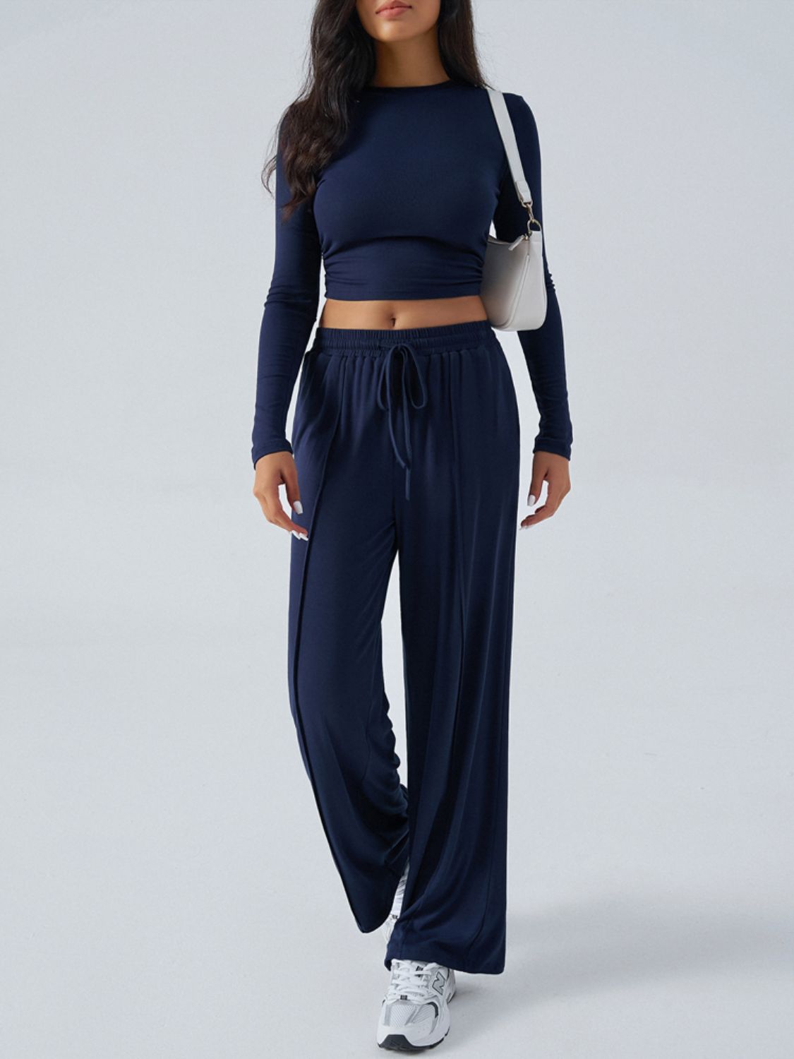 Devine Round Neck Long Sleeve Top and Pants Set 