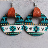 Round Shape Wooden Dangle Earrings 