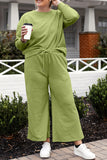 Double Take Full Size Textured Long Sleeve Top and Drawstring Pants Set 