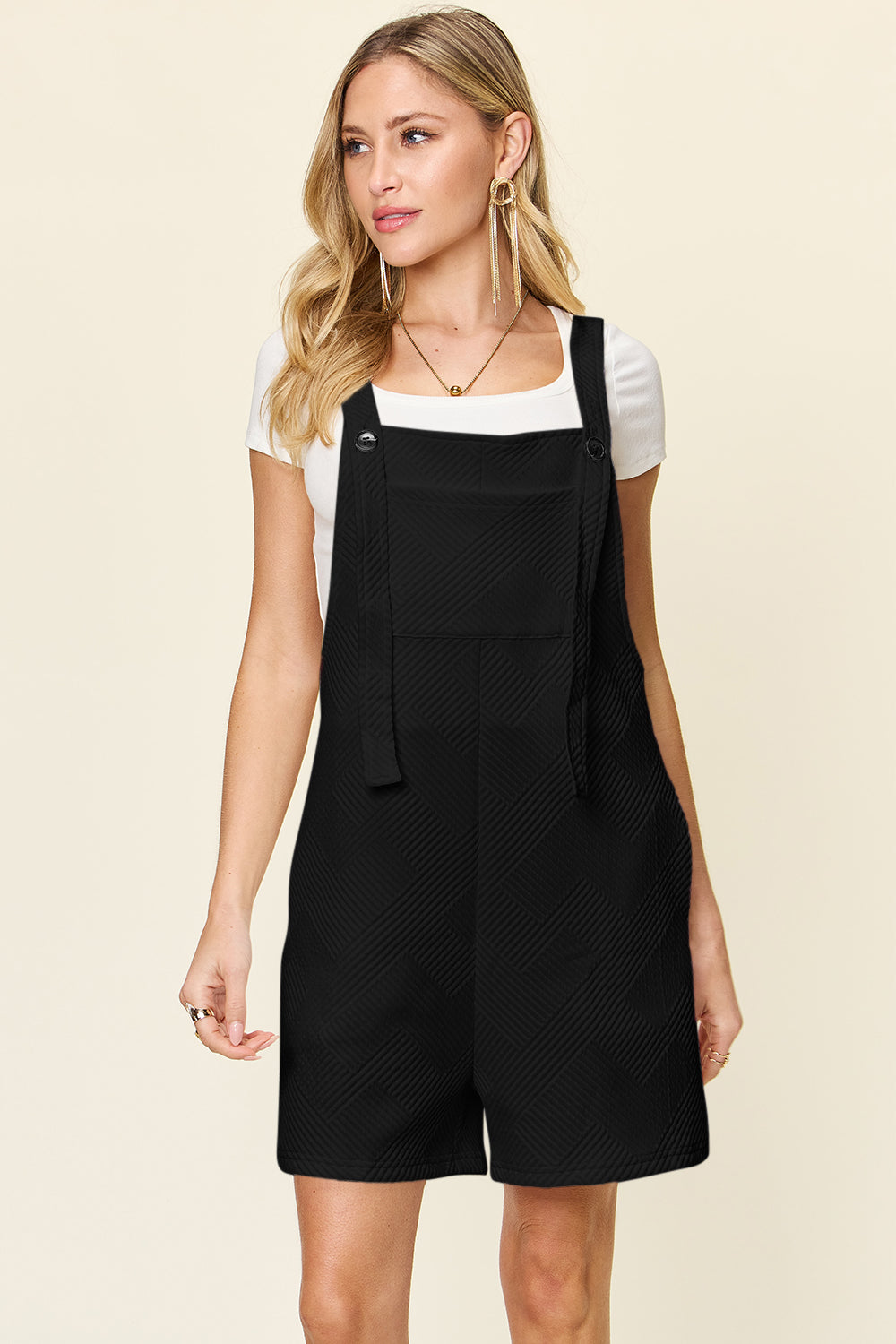 Double Take Full Size Texture Sleeveless Romper 