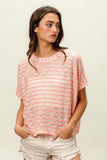 BiBi Braid Striped Short Sleeve Round Neck T-Shirt 