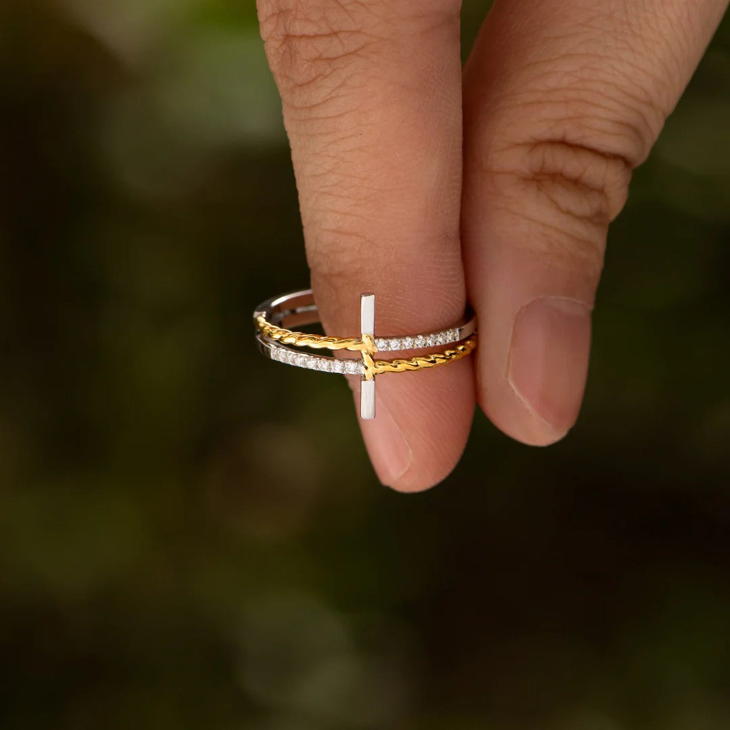 Cross Zircon 925 Sterling Silver Ring 