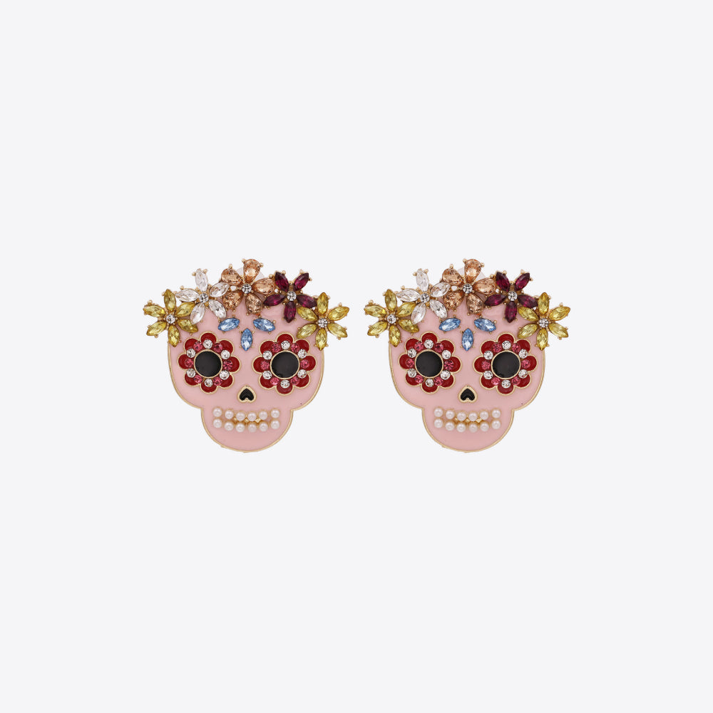 Skull Rhinestone Alloy Earrings 