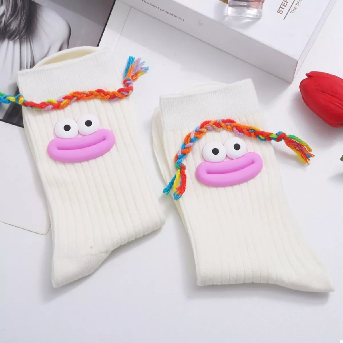 Cartoon Ribbed Knit Crew Socks Lingerie & Nightwear
