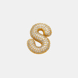 Inlaid Zircon Bubble Initial Necklace 