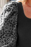 Plus Size Floral Square Neck Lantern Sleeve Blouse 