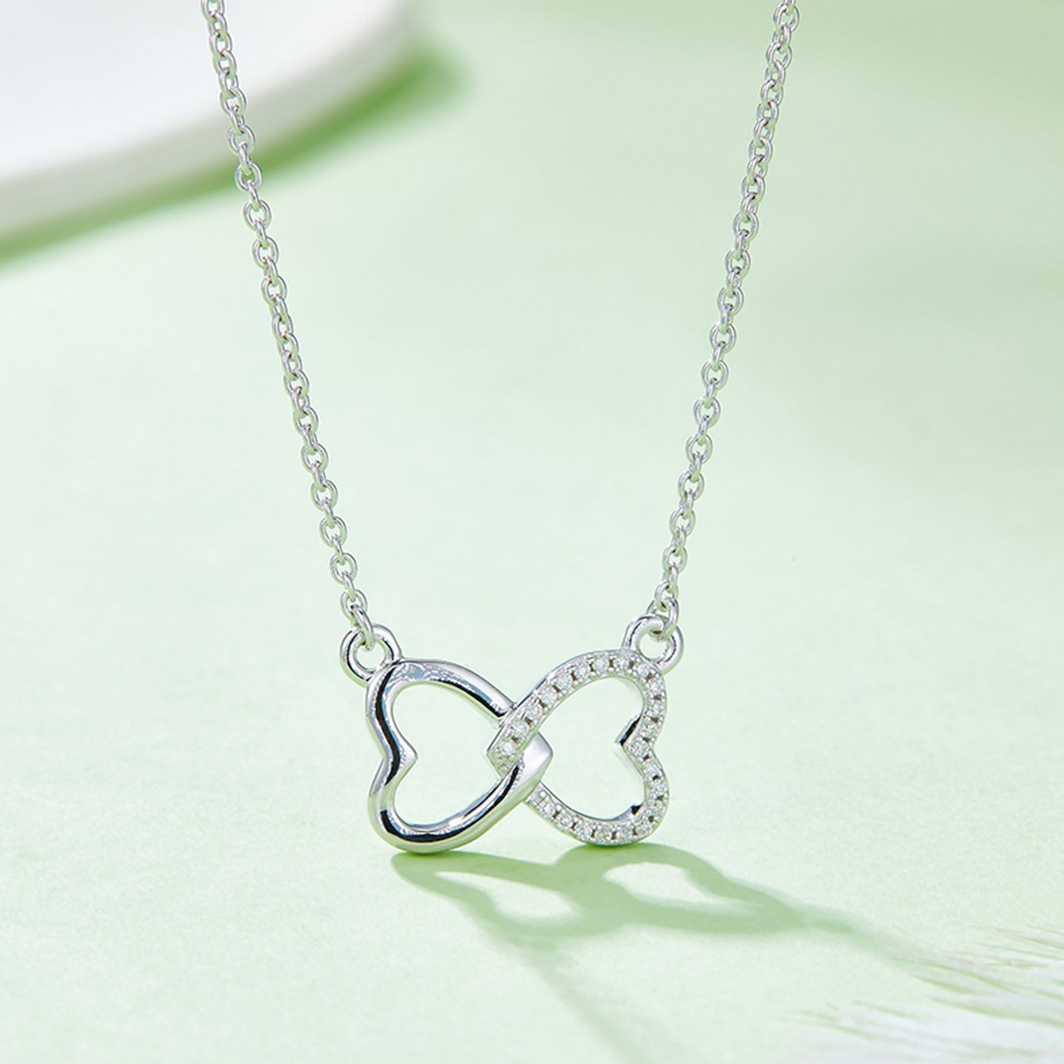 Moissanite 925 Sterling Silver Heart Bow Necklace 