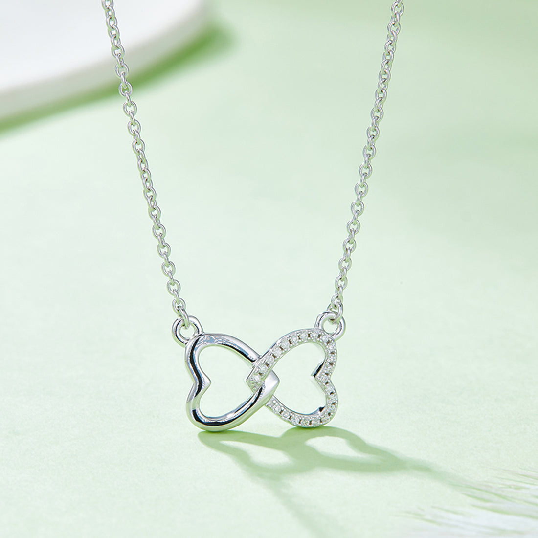 Moissanite 925 Sterling Silver Heart Bow Necklace 