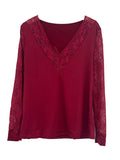 Full Size Lace Detail V-Neck Long Sleeve Blouse 