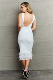 HIDDEN No Doubts Sleeveless Bodycon Ruffle Midi Dress 