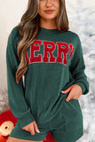 MERRY Round Neck Long Sleeve Top and Shorts Lounge Set 
