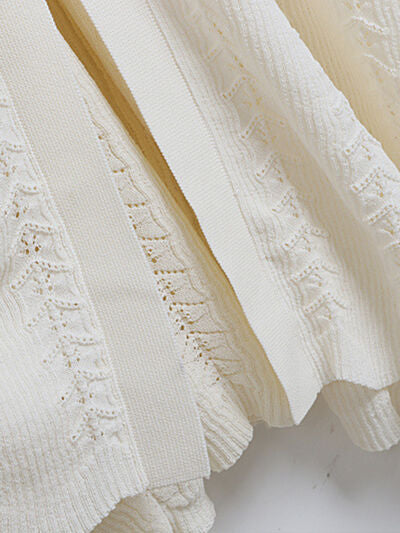 Openwork Round Neck Long Sleeve Sweater Dress Dresses