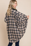 BOMBOM Houndstooth Open Front Cocoon Knit Cardigan 