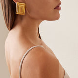18K Gold-Plated Stainless Steel Square Shape Earrings 