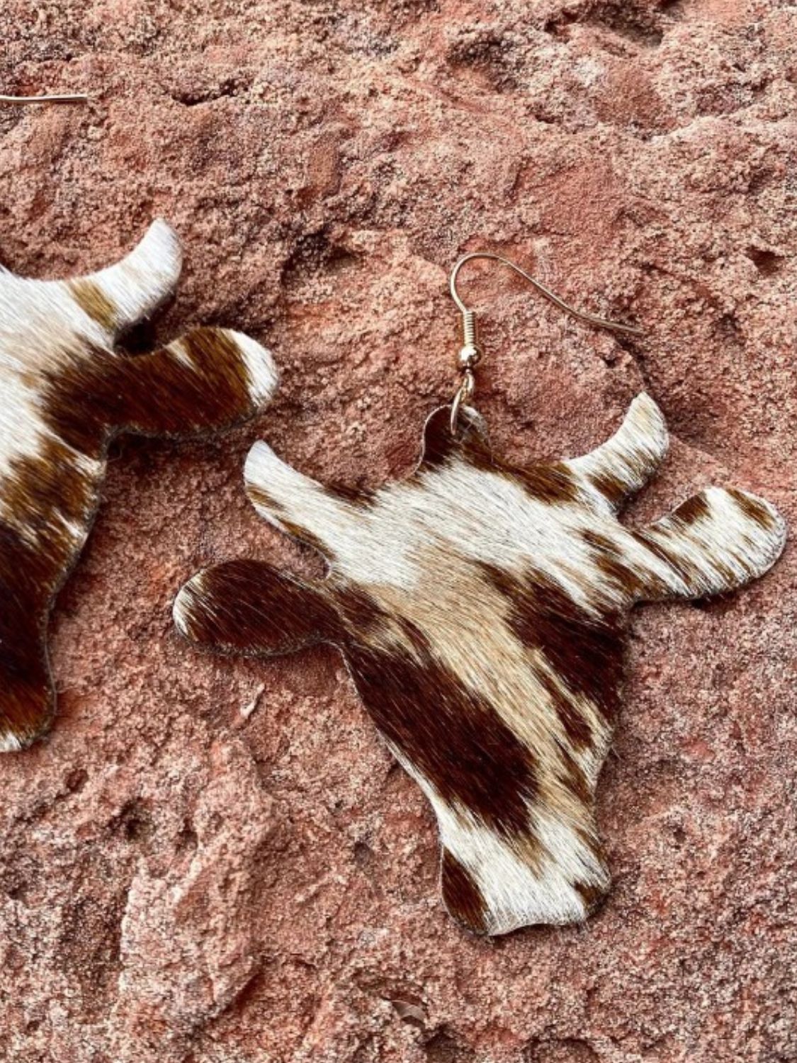 PU Leather Bull Head Earrings 