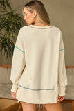 Contrast Stitching Sequin Pumpkin Round Neck Long Sleeve Sweatshirt 