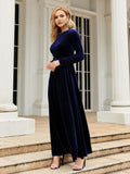 Tie Front Round Neck Long Sleeve Maxi Dress Dresses
