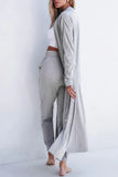 Open Front Long Sleeve Cardigan and Pants Lounge Set Lingerie & Nightwear