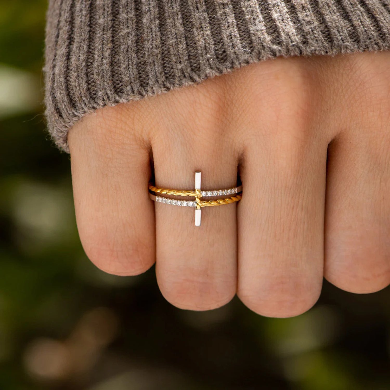 Cross Zircon 925 Sterling Silver Ring 