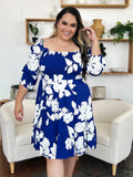 Double Take Full Size Floral Ruffle Hem Smocked Dress with Pockets 