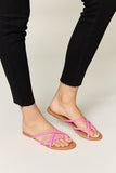 WILD DIVA Crisscross PU Leather Open Toe Sandals 