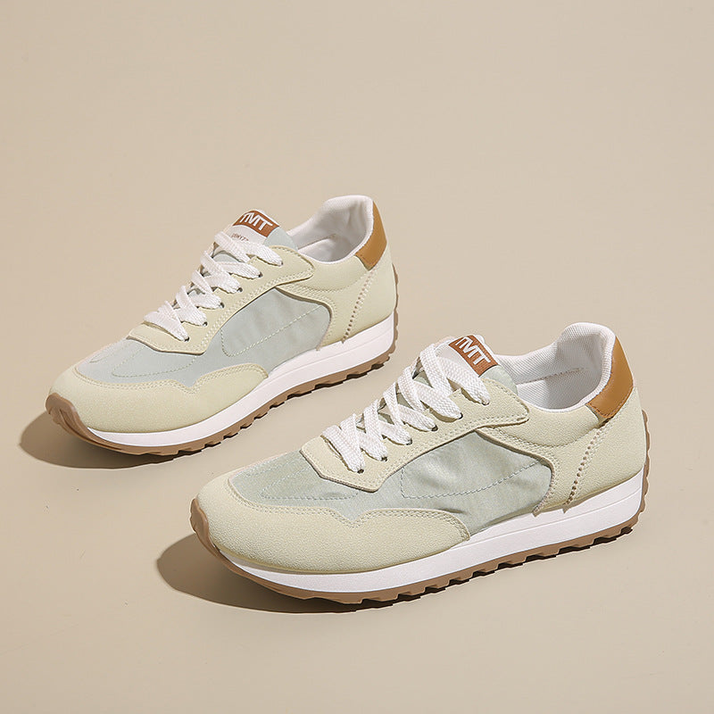 Contrast Platform Lace-Up Athletic Sneakers 